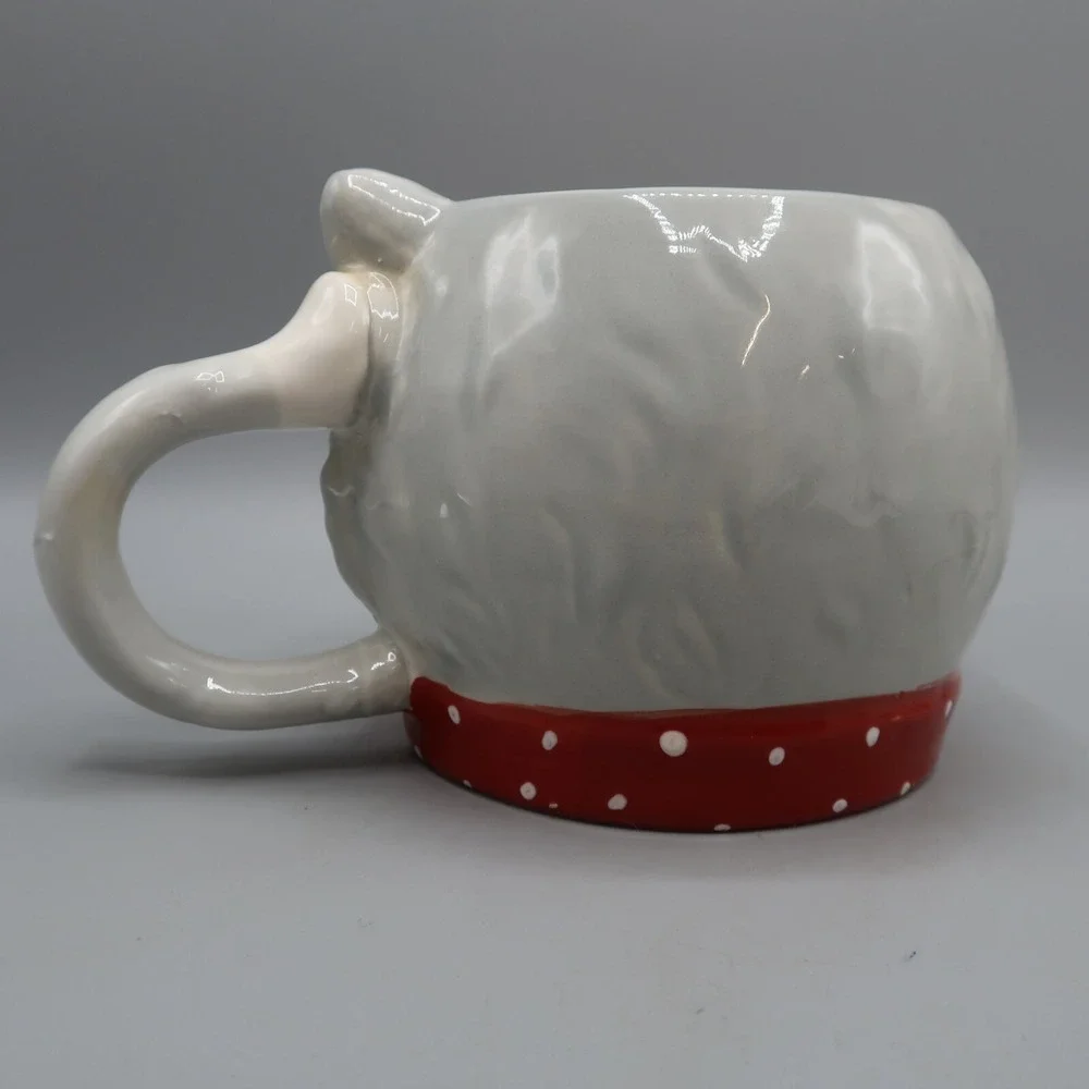 Pier 1 Imports‎ Oversized Gray Kitten Cat Coffee Mug Red White Bow Tie